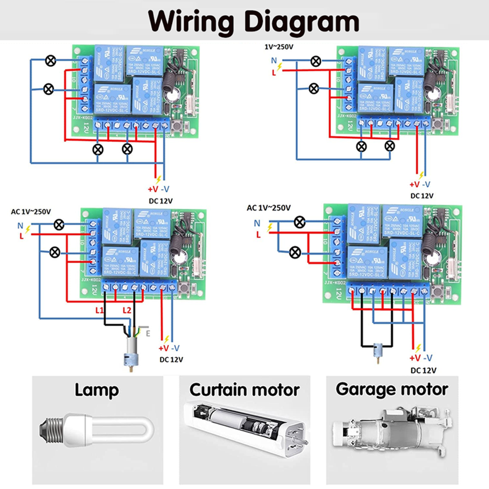 433 Mhz Universal Wireless Remote Control Switch DC 12V 10A 4CH Relay Receiver Module And 4 channel RF 433mhz Remote Transmitter