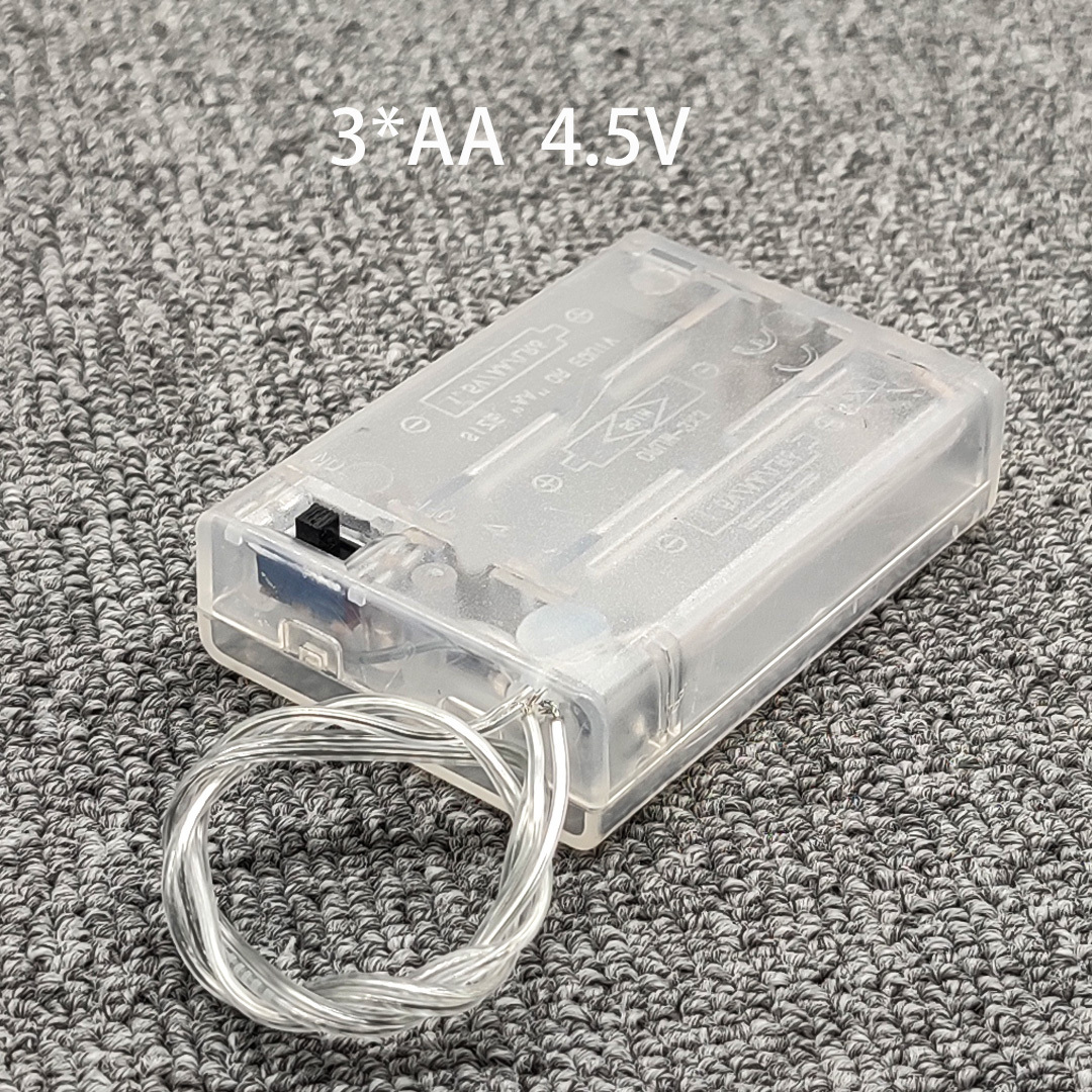 AA Battery Case 3AA 4.5V Battery Holder AA Battery Box Case With Switch Lead Transparent