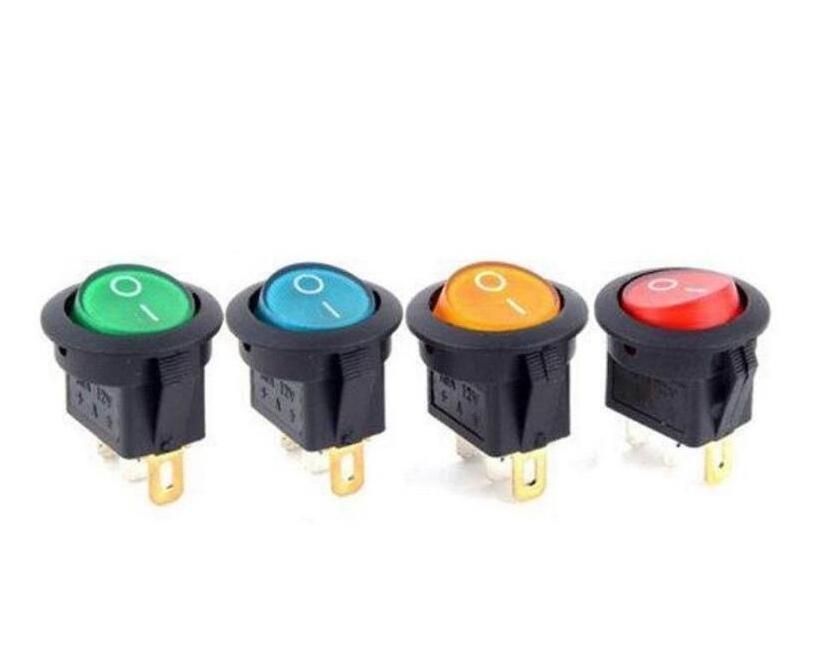 12V 220V LED illuminated rocker switch 20A 12V push button switch Car button lights ON/OFF Round light Switch