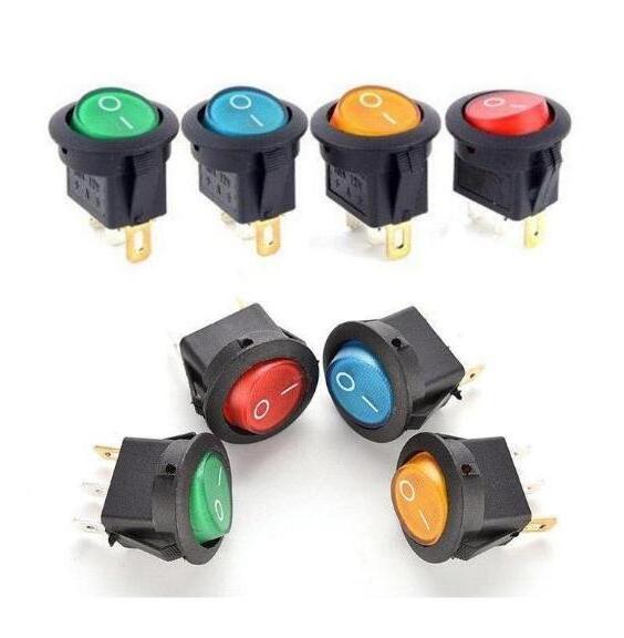 12V 220V LED illuminated rocker switch 20A 12V push button switch Car button lights ON/OFF Round light Switch