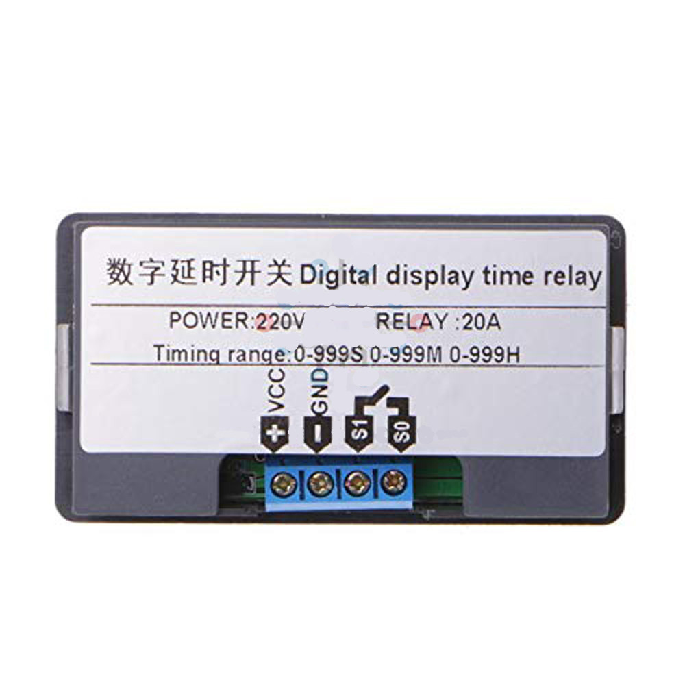 AC 220V 20A 1500W Adjustable Timer Delay Relay Module Dual Digital LED Display Time Switch 0-999s 0-999m 0-999h for Car