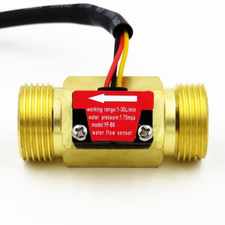 B6 DN20 G3/4'' OD25.4mm Water Flow Hall Sensor Switch 1-30L/min Flow Meter For Industrial Control Liquid Circulating