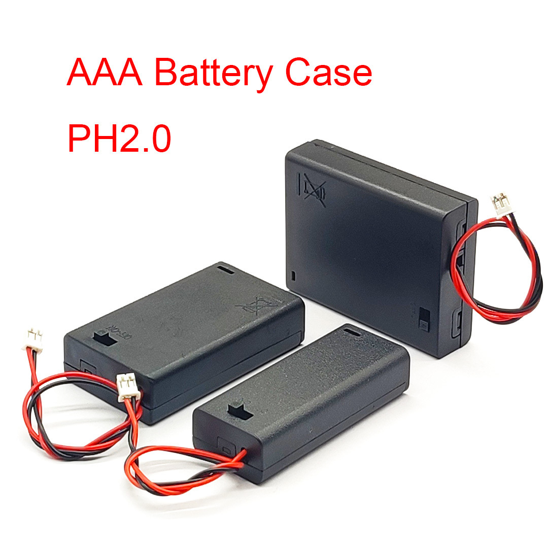 AAA Battery Case AAA Box AAA Holder With PH2.0 Head With ON/OFF Switch Cover 2 3 4 Slot Standard Battery Container Drop Shipping