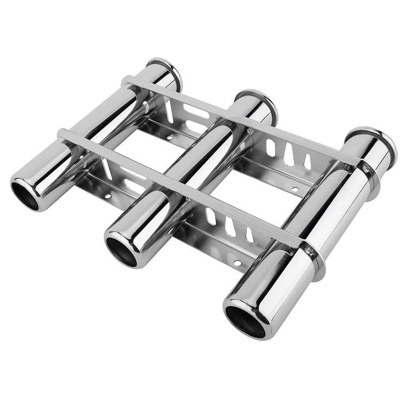 3 Rod Rack Boat Accessories Fishing Rod Holder Mirror Polished Stainless Steel Yacht Sea Outrigger Bases Set