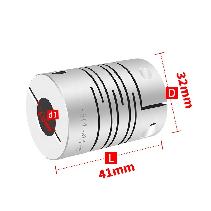 D32 L41 Inner Hole 6 to 15mm Aluminum Parallel Lines Top Clamp Flexible Shaft Coupling Series Encoder Stepmotor Coupling