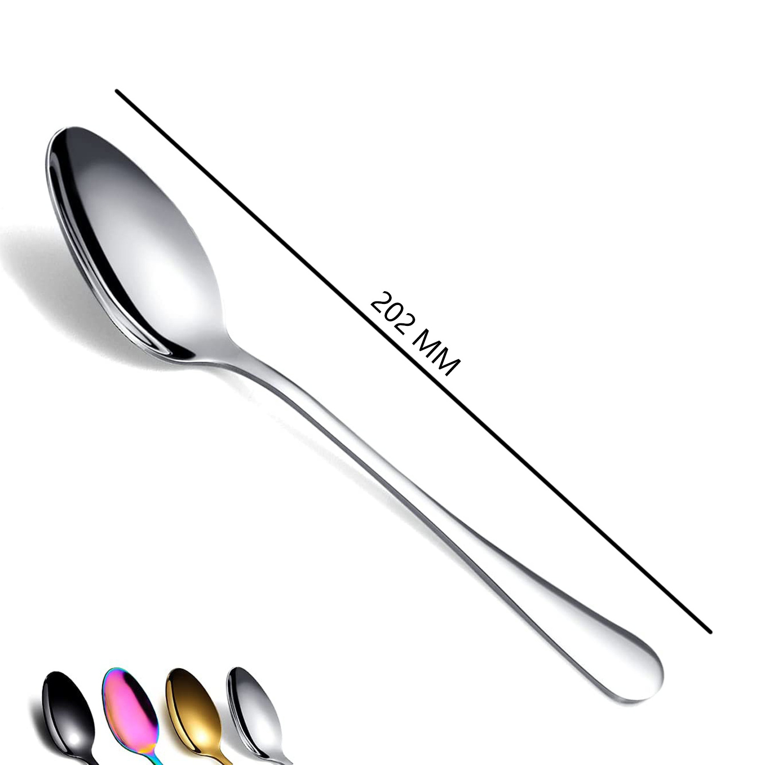 Manufacturer Wholesale Cooking Kitchen Eating Rice Soup Dessert Gold Silver Cutlery Stainless Steel Dinner Spoon