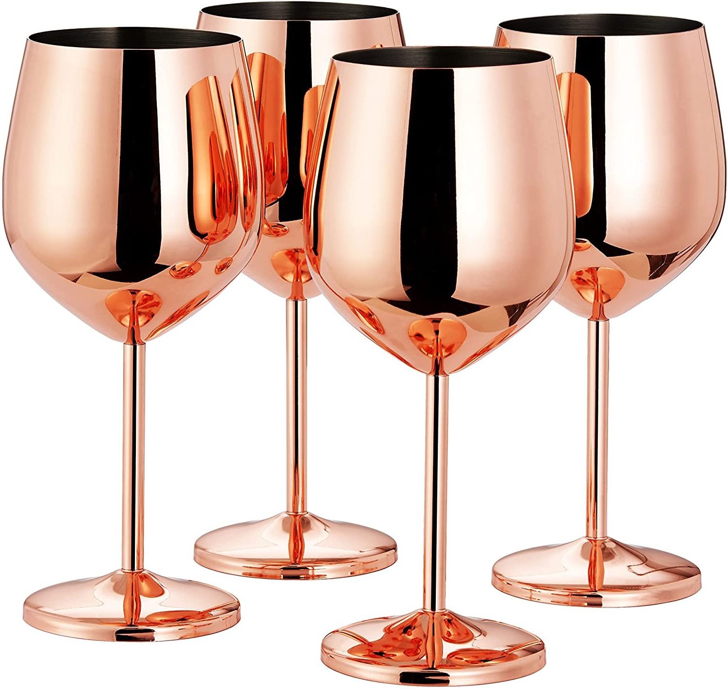 Professional Stainless Steel 18/8 Gold Wine Goblet Wholesale Bulk Cocktail Martini Metal Stemless Champagne Glasses