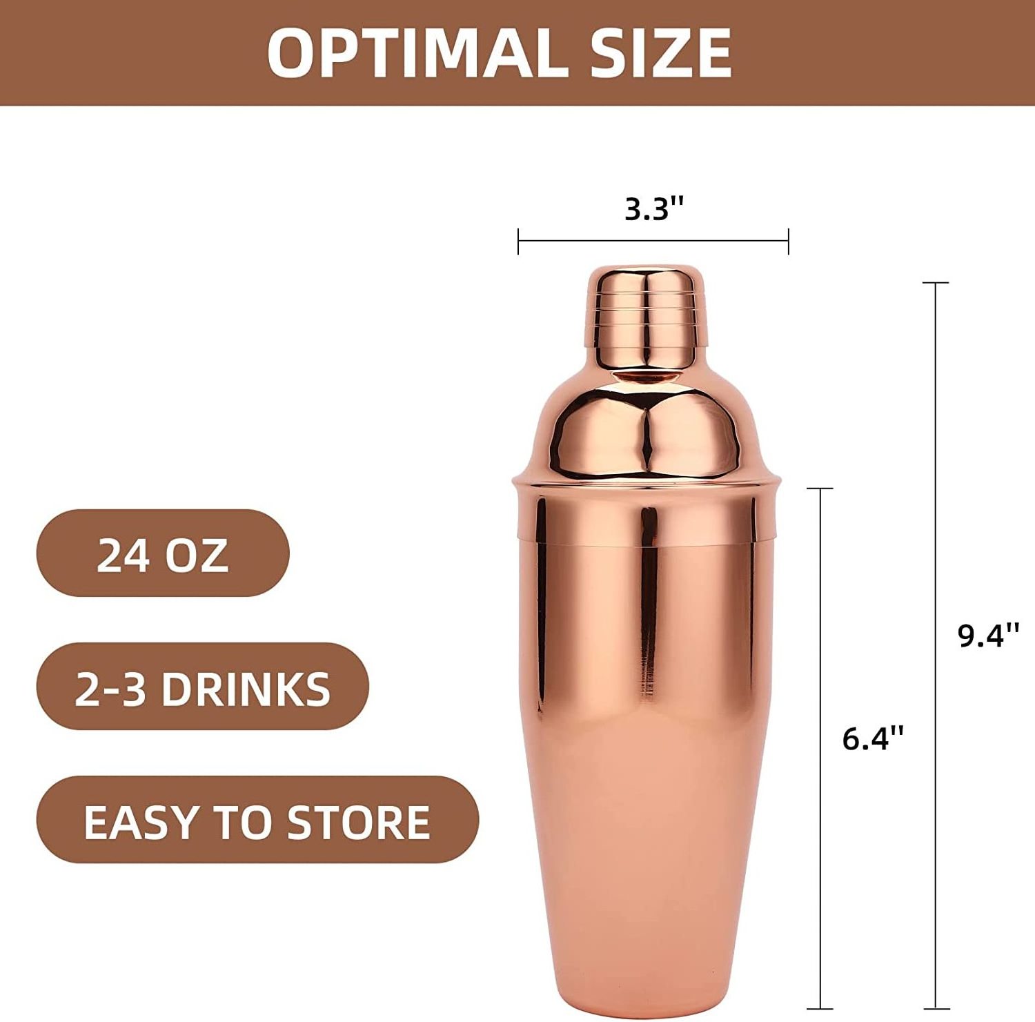 Wholesale Bartender Tools Bulk Premium Stainless Steel Colored Copper Black Gold Mixology Cocktail Shaker