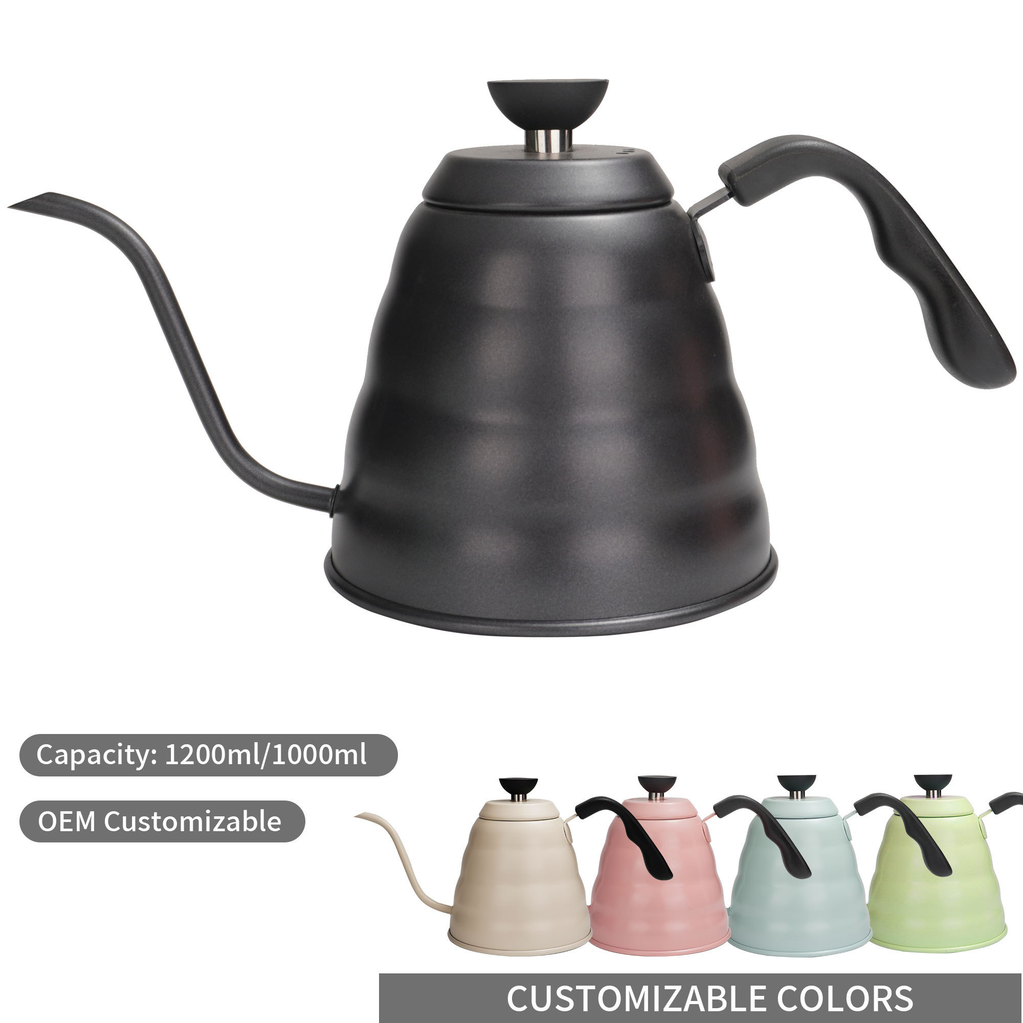 Custom Logo Barista Tool Brewing Pour Over Hand Drip Kettle Camping Hotel Stainless Steel Cloud Gooseneck Coffee Pot