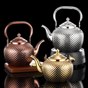 Luxury Middle Arabian Style Stainless Steel Hammered Spherical Jug 1.2/1.5/2.0L Water Kettle  Household Induction Cooker Teapot