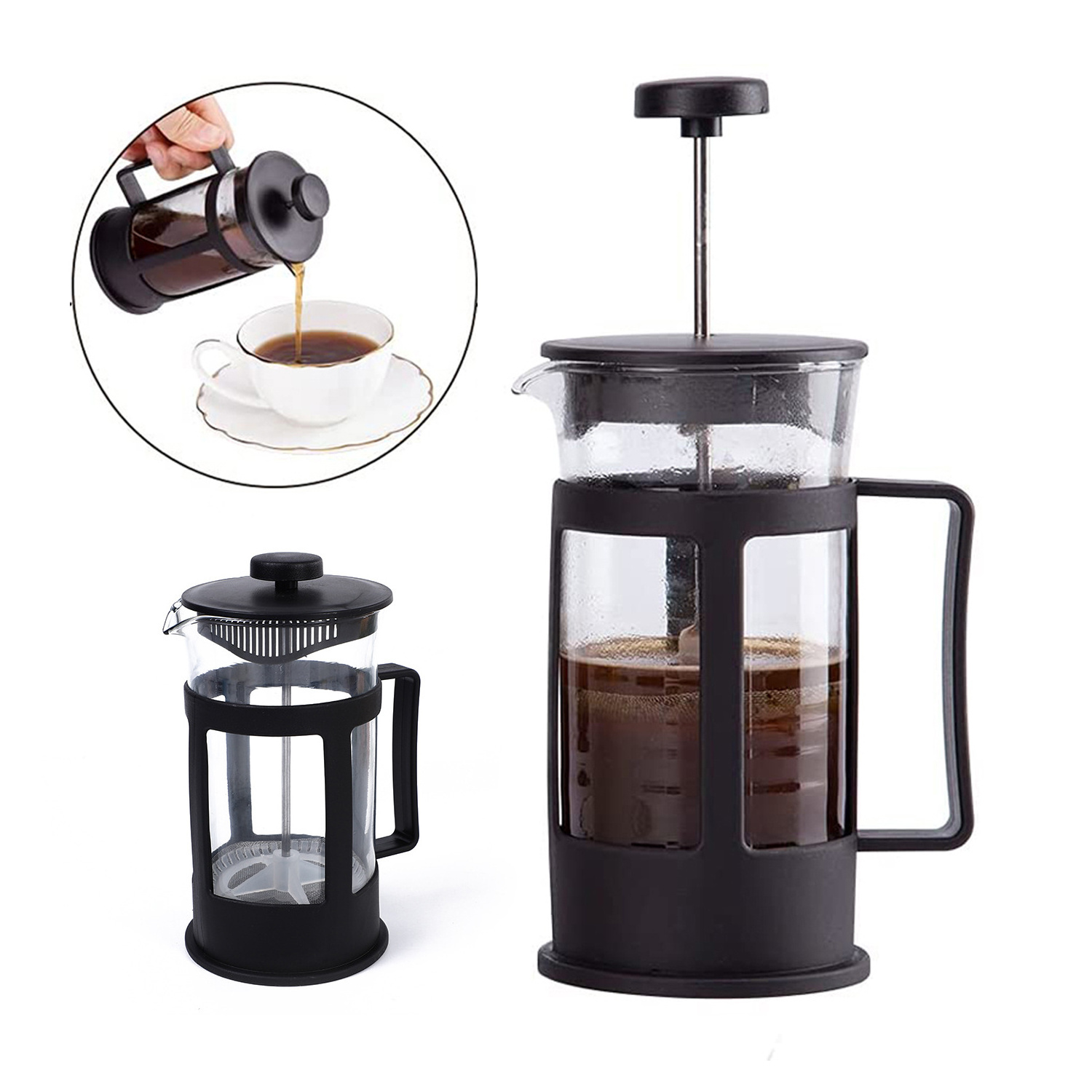 Modern Travel Coffee Maker Accessories Glass French Press And Manual Grinder Gift Outdoor Plastic Espresso Coffee Set