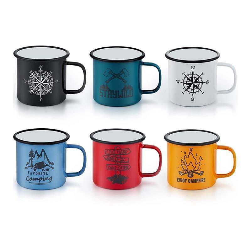 OEM Metal Enamel Mug With Custom Logo Birthday Party Christmas Gift 16oz Iron Camping Coffee Tea Beer Drinking Mugs Cup