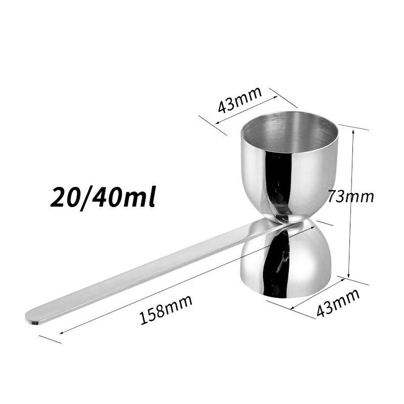 QZQ Double Spirit Measuring Cup With Long Handle Whisky Gin Rum Vodka Stainless Steel Metal Japanese Bar Cocktail Jigger