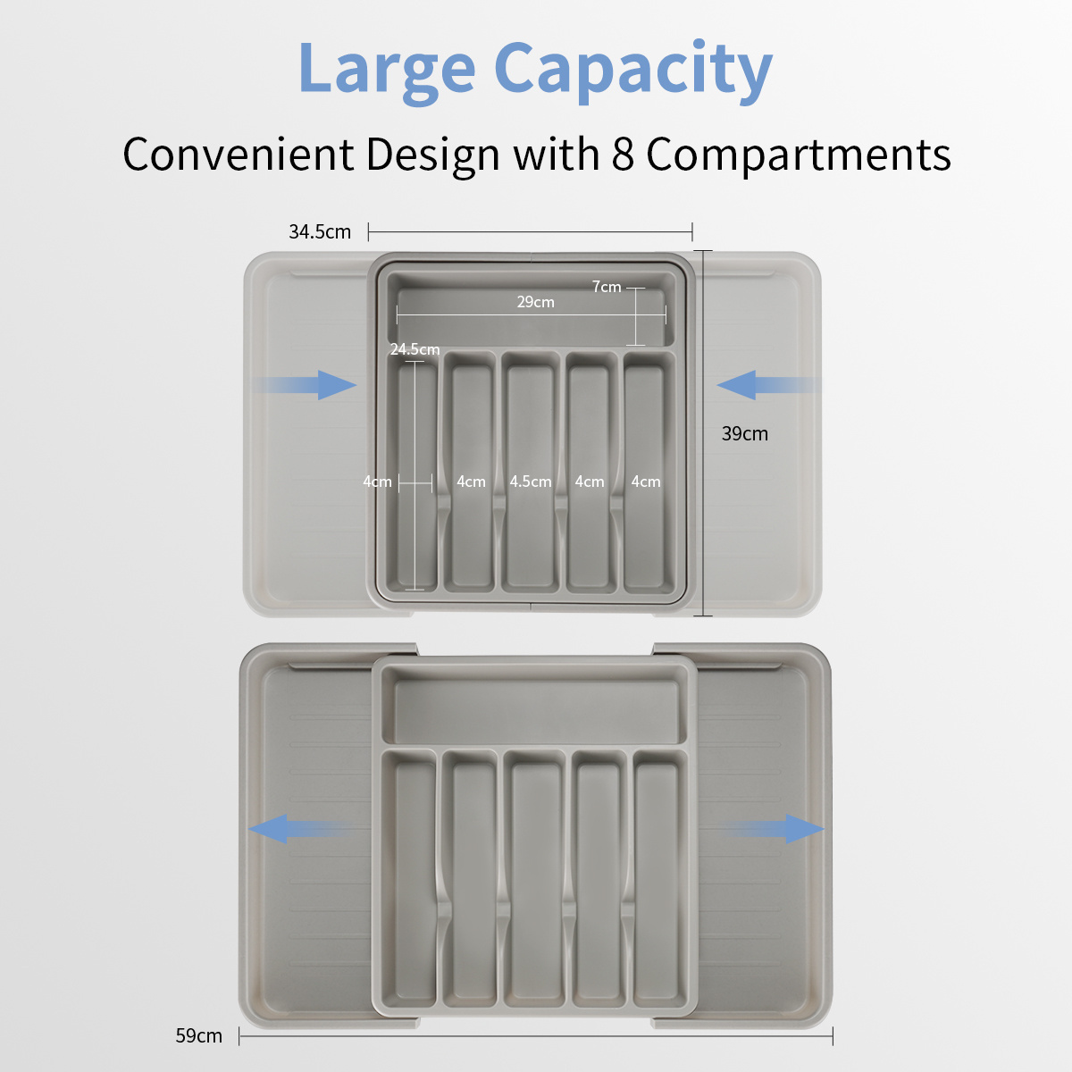 Manufacturer Premium Quality Expandable Silverware Storage Custom Plastic Cutlery Tray For Drawers