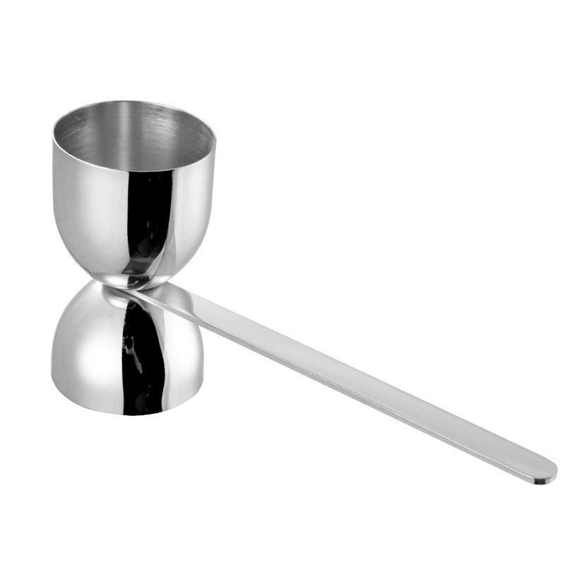 QZQ Double Spirit Measuring Cup With Long Handle Whisky Gin Rum Vodka Stainless Steel Metal Japanese Bar Cocktail Jigger