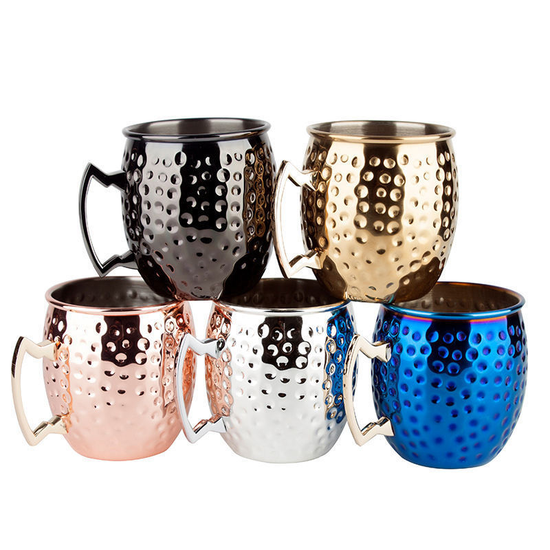 304 Stainless Steel Mule Mug Cup 12oz 16oz Cocktail Copper Glass 350 500ml Beer Mug Bar Tools Moscow Mule Mug