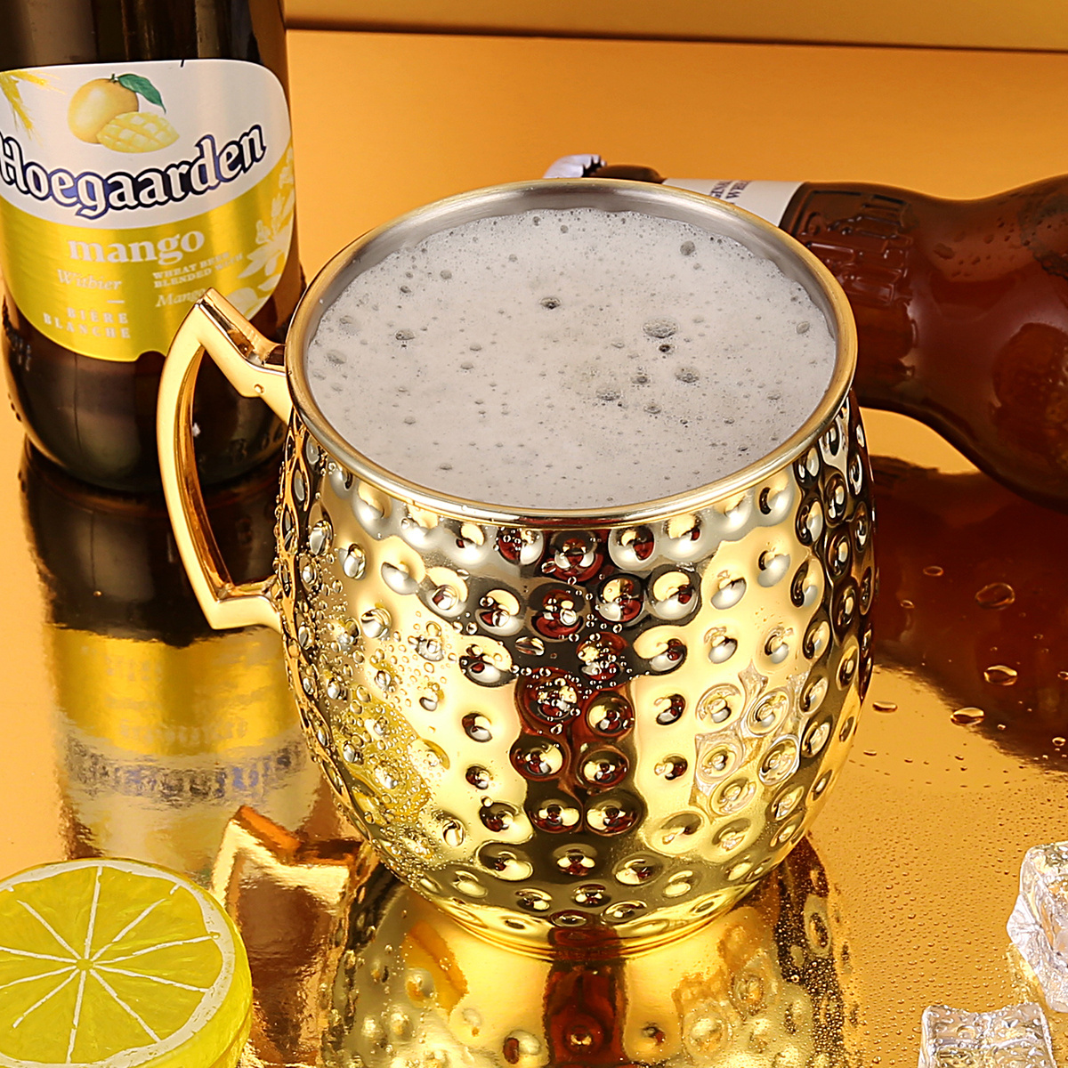 304 Stainless Steel Mule Mug Cup 12oz 16oz Cocktail Copper Glass 350 500ml Beer Mug Bar Tools Moscow Mule Mug