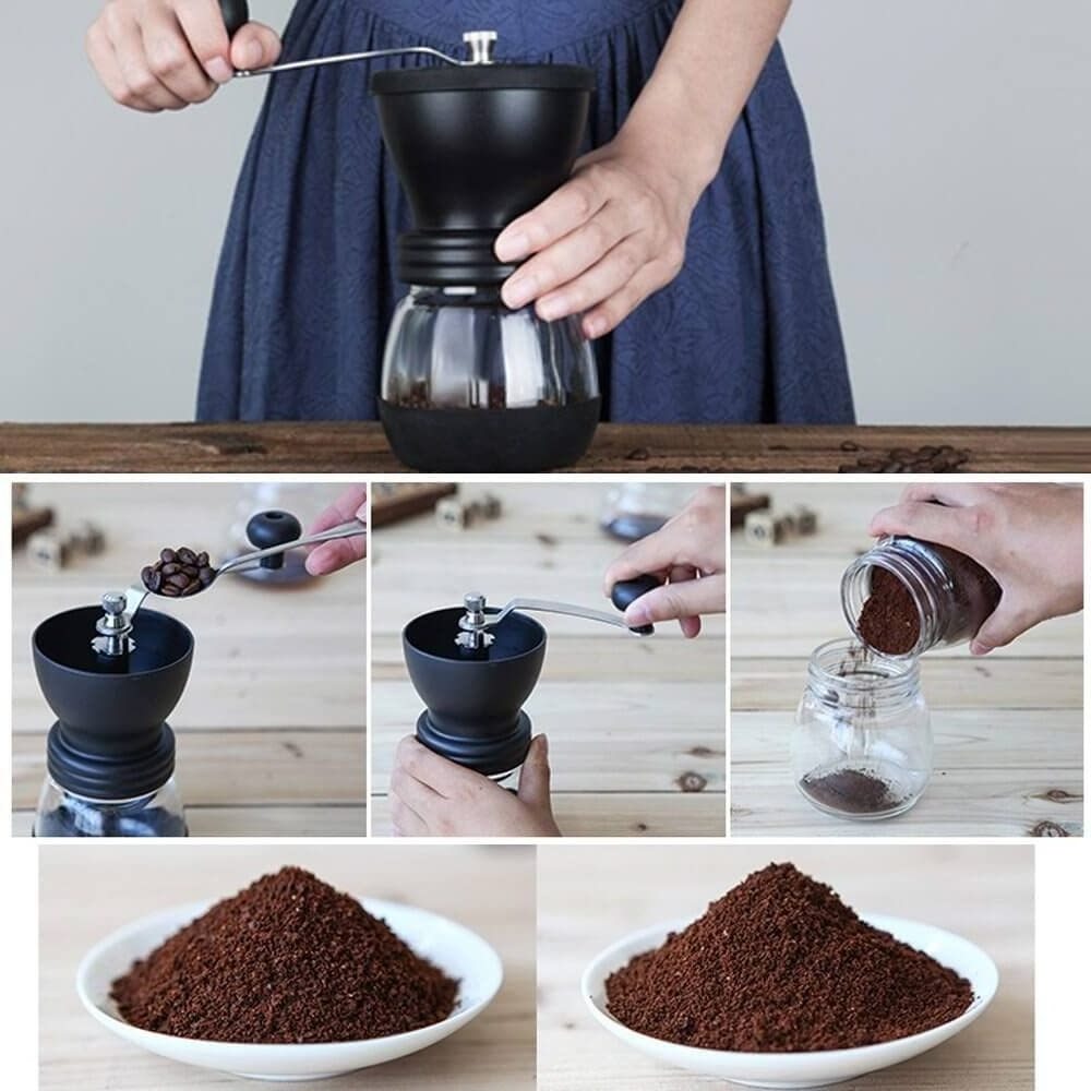 Modern Travel Coffee Maker Accessories Glass French Press And Manual Grinder Gift Outdoor Plastic Espresso Coffee Set