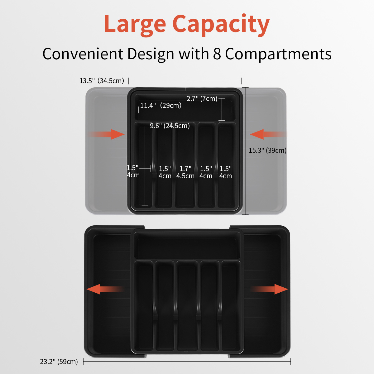 Kitchen Adjustable Compact Silverware Storage Tray Expandable Drawer Cutlery Organizer Tray