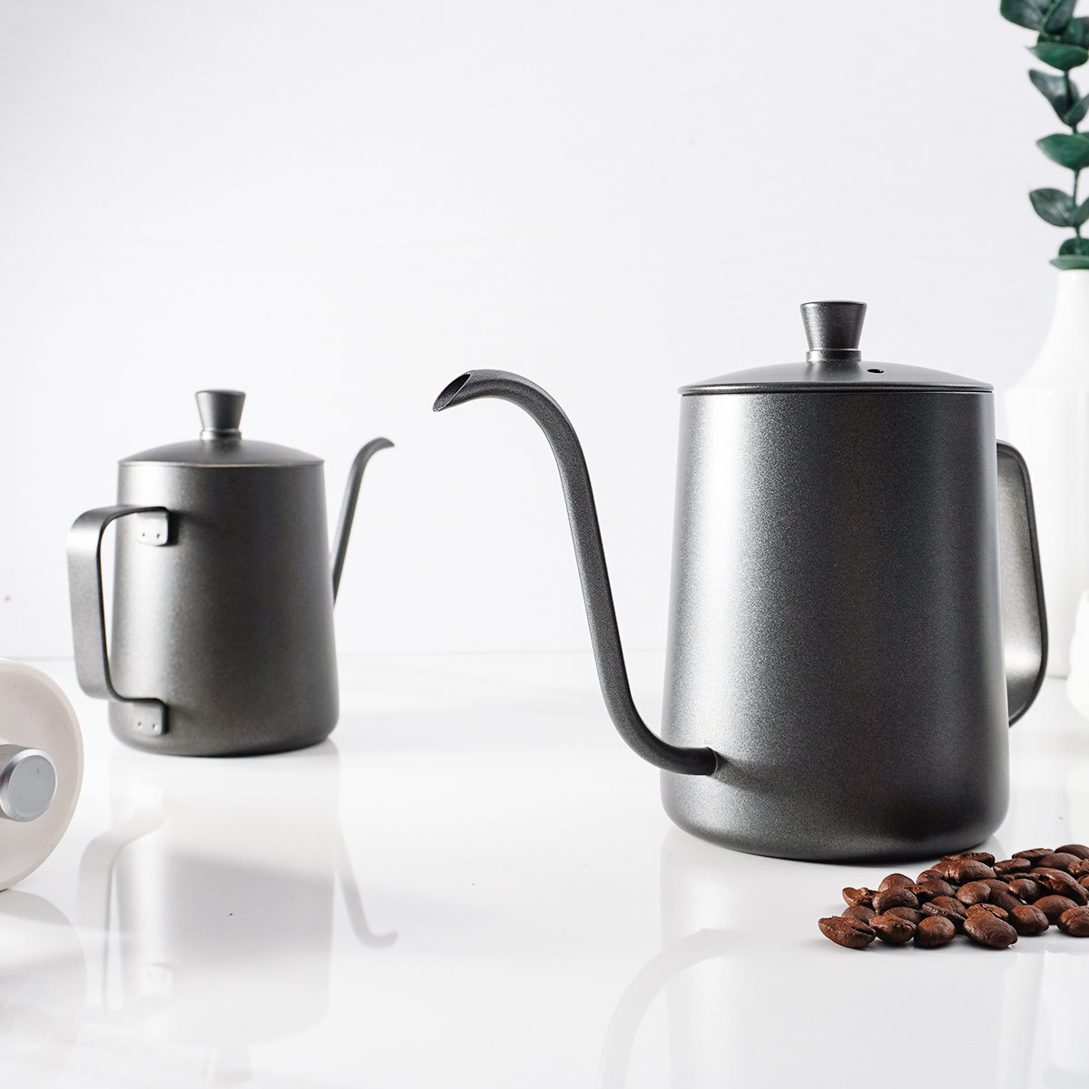 Wholesale Hand Pour Over Drip Tea Kettle Black Korean Stainless Gooseneck Office Arabic Brew Coffee Kettle