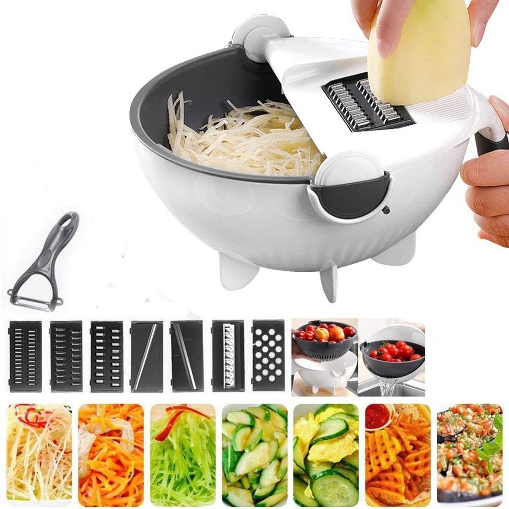 Portable Kitchen Accessoris Tool Multifunctional Plastic Carrot Potato Chopper Peeler Grater Shredder Rotate Vegetable Cutter