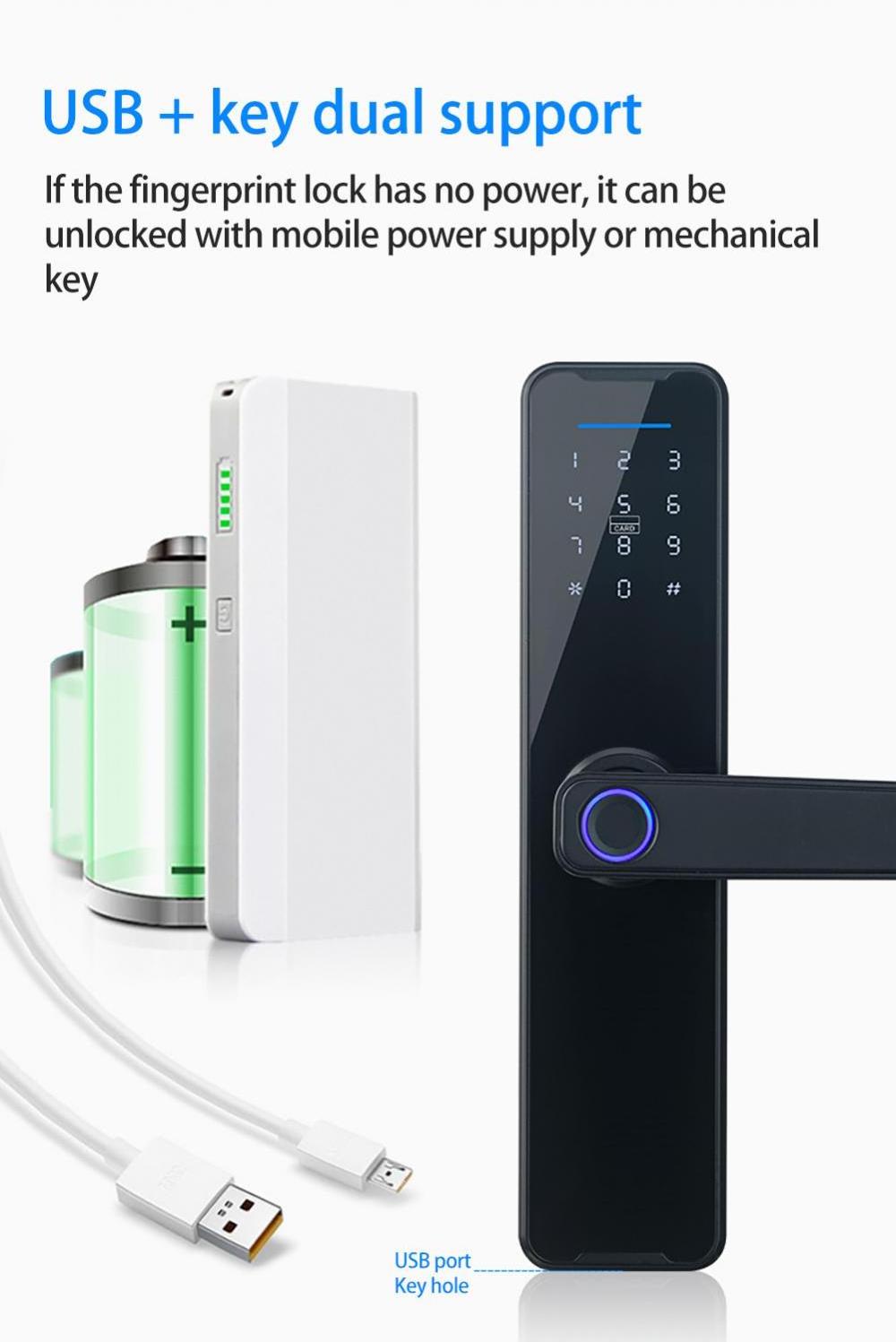 Tuya Smart Fingerprint Lock Home Security Intelligent Door Lock With WiFi APP Password RFID Unlock Electronic Hotels