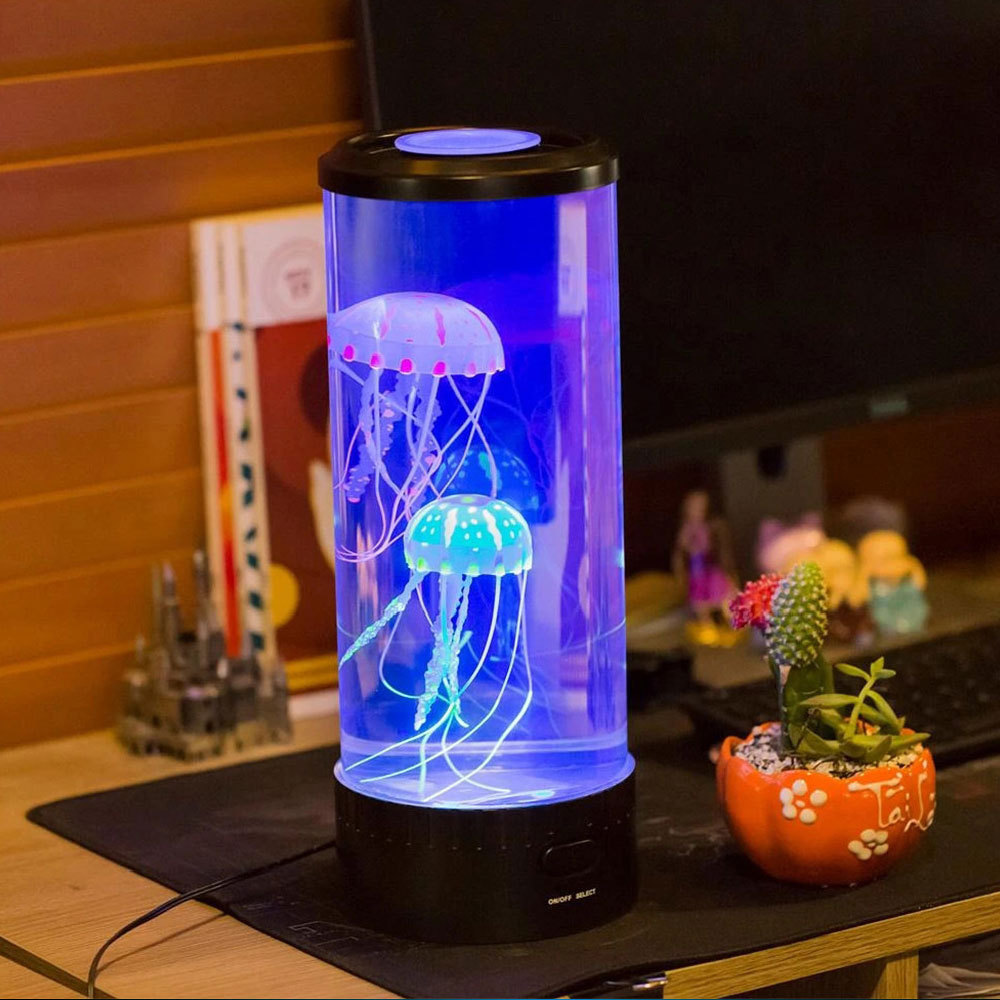 LED tower Jellyfish lamp with night light USB Mood Desk Bedside Lamp Fantasy Aquarium Hypnotic Color Home Decor