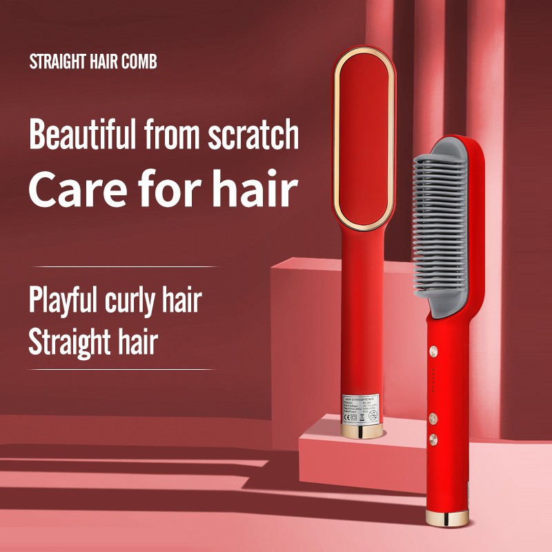 Tourmaline Ceramic Hair Curler Brush Comb Curling Professional Hair Straightener with Hair Styler Tool Styling Products