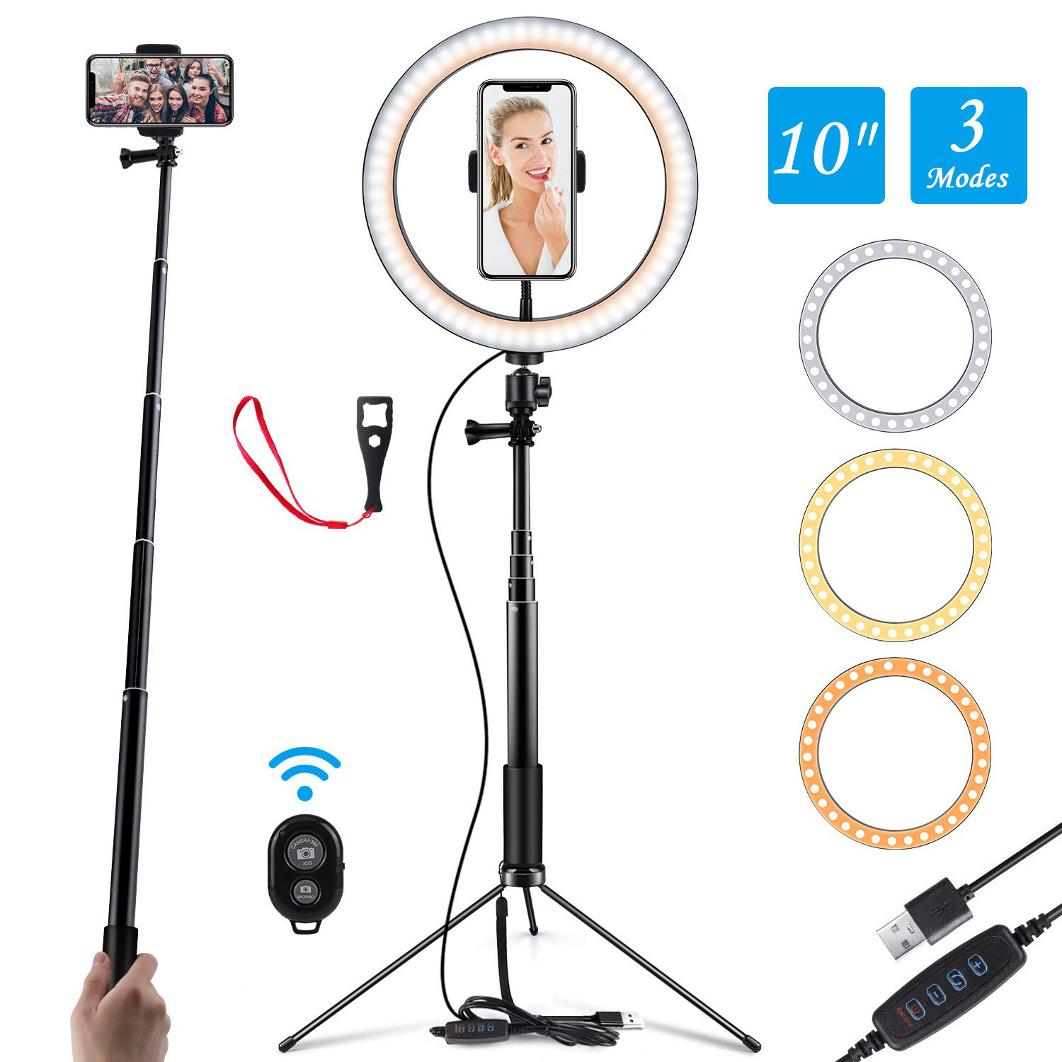 Youtube /Tiktok Makeup Live Photography Video Camera Studio 10 Inch ring light Led with tripod stand phone holder USB Ring Lamp