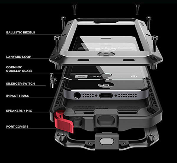 Luxury Shockproof waterproof phone case for samsung S8 note 9 Armor Aluminum Metal Cover Gorilla Glass Hard Cover