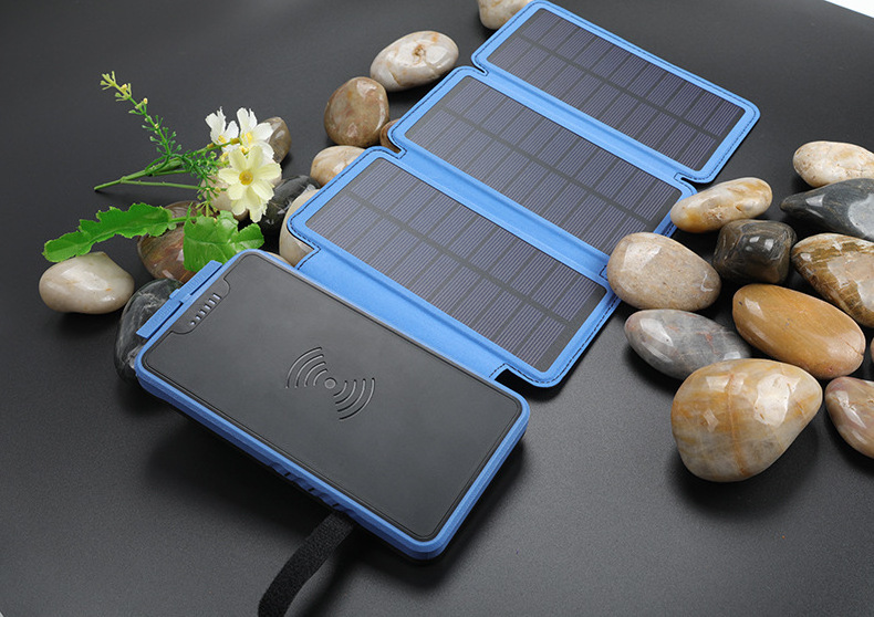 New Fast Charging Waterproof 10000mAh Solar Charger USB Ports Wireless Powerbank Solar Power Bank With Wireless Charger