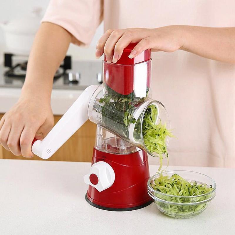 3 In 1 Manual Rotary Cheese Grater Handheld Shredder Slicer Grinder Tabletop Drum Vegetables Cutter For Vegetable