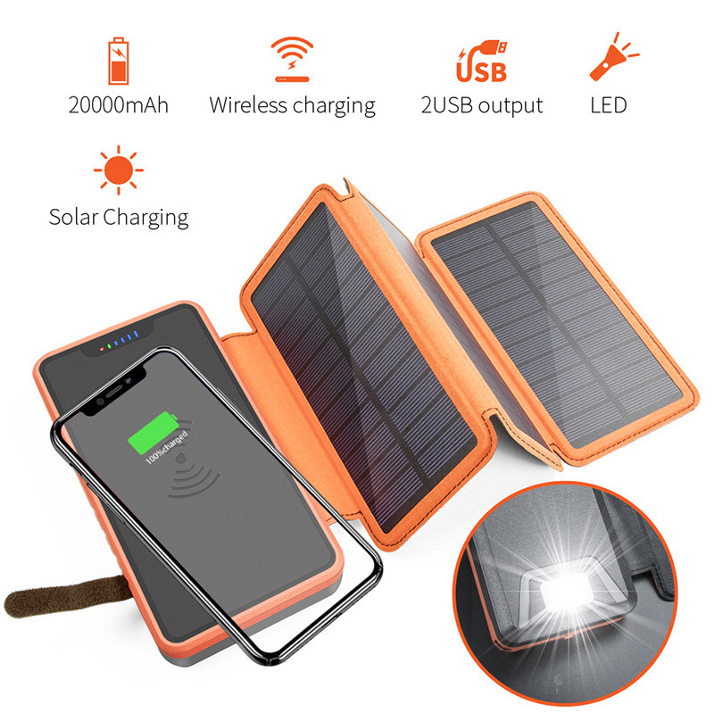 New Fast Charging Waterproof 10000mAh Solar Charger USB Ports Wireless Powerbank Solar Power Bank With Wireless Charger