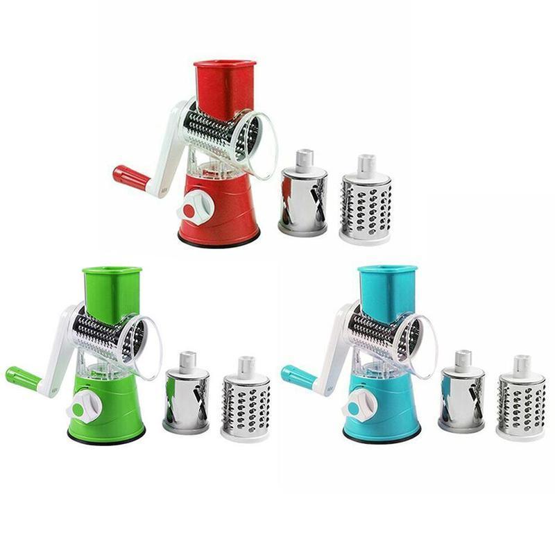 3 In 1 Manual Rotary Cheese Grater Handheld Shredder Slicer Grinder Tabletop Drum Vegetables Cutter For Vegetable