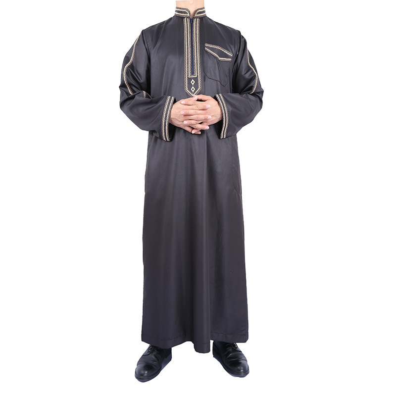 Islam Kaftan Muslim for Men Clothing Moroccan Caftan Hand Embroidered Loose and Breathable Djellaba Abaya Thobe for Men  2023