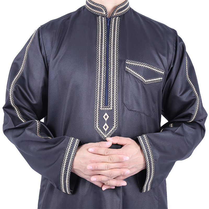 Islam Kaftan Muslim for Men Clothing Moroccan Caftan Hand Embroidered Loose and Breathable Djellaba Abaya Thobe for Men  2023