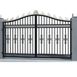 Powder coating black metal simple door thouse gate design small round steel rods doors wrought iron main gate design