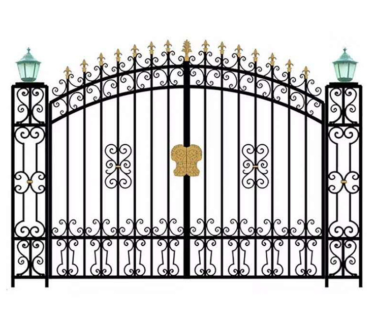 New galvanized wrought iron main gate steel pipe gate design