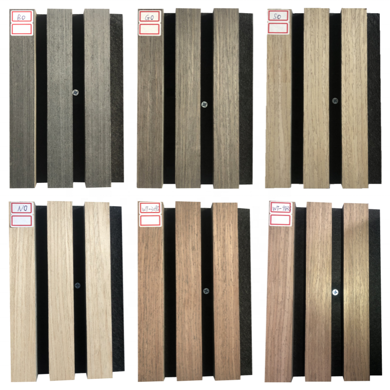 BIZ High quality soundproof wall panels MDF akupanel wood slatted wall acoustic felt panels for interior decoration Wall Panel