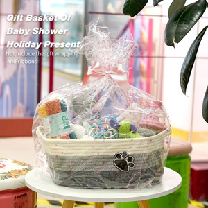 Woven Baskets for Organizing Rope Storage Basket with Handle Cute Cotton Basket for Nursery Gift Dog Toy Storage Bins