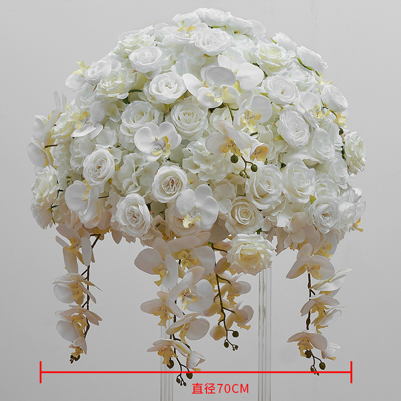 Wholesale 50cm Wedding Flower Arrangement Handmade Floral Silk Wedding Table Artificial Red White Rose Centerpiece Flower Ball