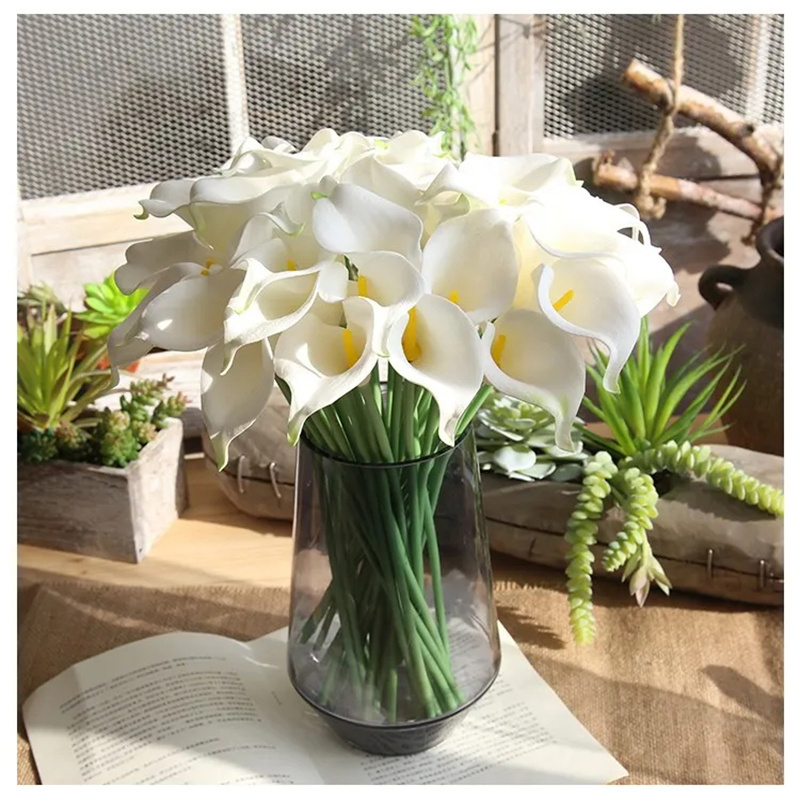 Hot Selling Cheap Calla Lily Artificial Flowers Bouquet Mini PU Real Touch For Wedding Party Home Decoration Table Center Piece