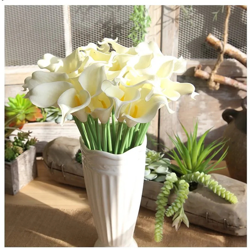 Hot Selling Cheap Calla Lily Artificial Flowers Bouquet Mini PU Real Touch For Wedding Party Home Decoration Table Center Piece