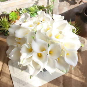 Hot Selling Cheap Calla Lily Artificial Flowers Bouquet Mini PU Real Touch For Wedding Party Home Decoration Table Center Piece