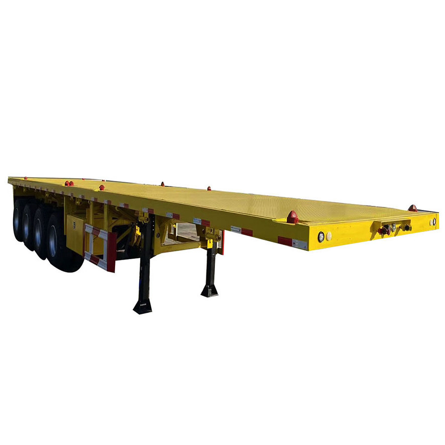 low price 4 axle 40ft container flat bed semi trailer truck and trailer dimensions 40ft flatbed trailer