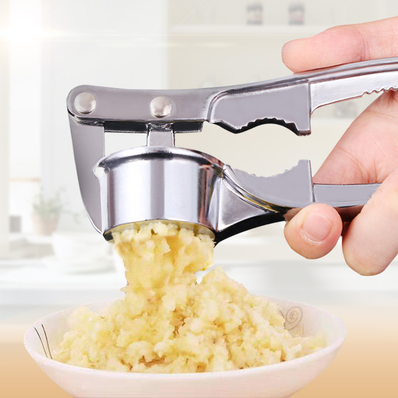 2024 New Garlic Press Garlic Clip Multifunctional Stainless Steel Manual Pull Garlic Beater Kitchen Cooking Ginger Squeezer