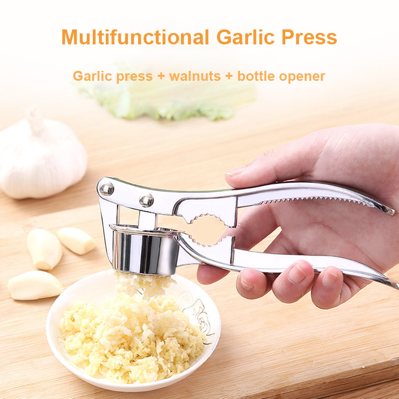 2024 New Garlic Press Garlic Clip Multifunctional Stainless Steel Manual Pull Garlic Beater Kitchen Cooking Ginger Squeezer