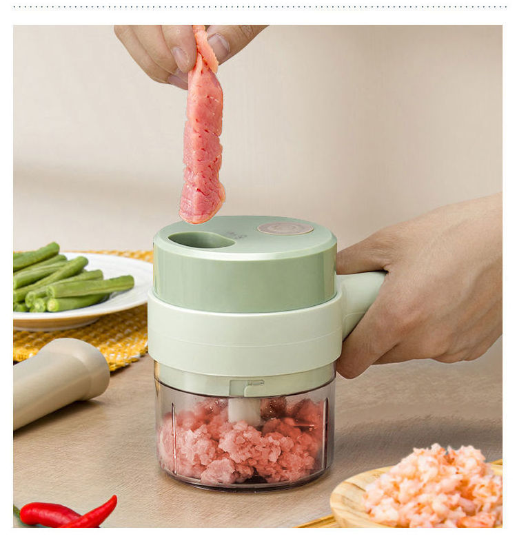 Unique Multifunctional Kitchen Portable Electric Ginger Garlic vegetable chopper and slicer set