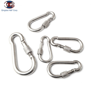 HF din 5299 form d screw climbing 8cm galvanized screw hook lock steel carabiner