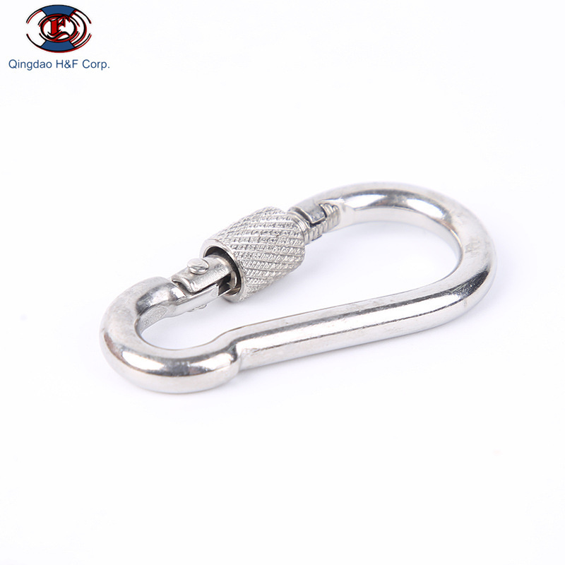 HF din 5299 form d screw climbing 8cm galvanized screw hook lock steel carabiner